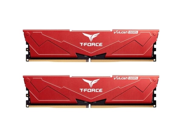 T-FORCE Vulcan - DDR5 - sett - 32 GB: 2 x 16 GB - DIMM 288-pin - 6000 MHz / PC5-48000 - CL30 - 1.35 V - ikke-bufret - on-die ECC - rød