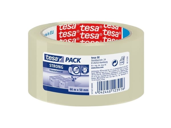 TESA Clear Strong, Polypropeeni (PP), Pahvi, 66 m, 50 mm, 1 kpl