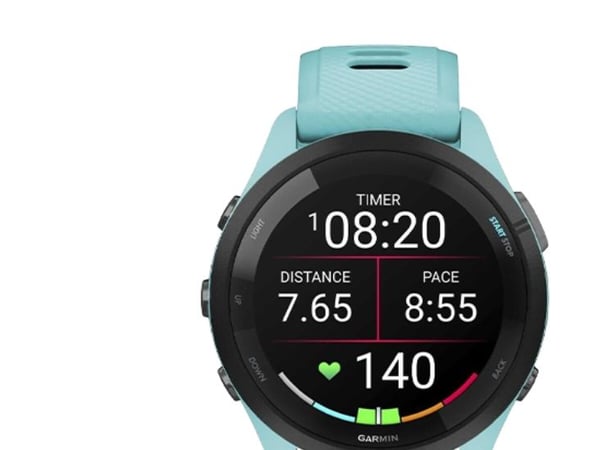 Garmin Forerunner 265 - 46 mm - aqua - smartklokke med stropp - håndleddstørrelse: 135-205 mm - display 1.3" - 8 GB - Bluetooth, Wi-Fi, ANT+ - 47 g