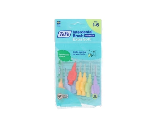 TePe Extra Soft Interdental Harjat 1-6 Mix 8 kpl