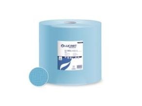 Aftørringsrulle Industri Lucart SkyTech XL 3-lag Ø37.5cm B36cmxL360m Genbrug Blå,1 rl/sæk