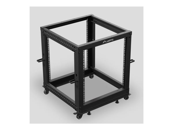 ÖPPEN 19" 12U RACK 600X600-1100 JUSTERBAR SVART LANBERG