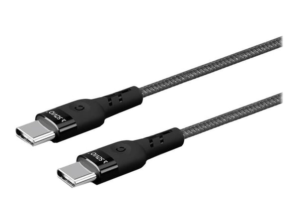 SAVIO CL-151 - USB-kabel - USB-C (hann) til USB-C (hann) - USB 2.0 - 20 V - 3 A - 2 m - USB Power Delivery (60W) - svart
