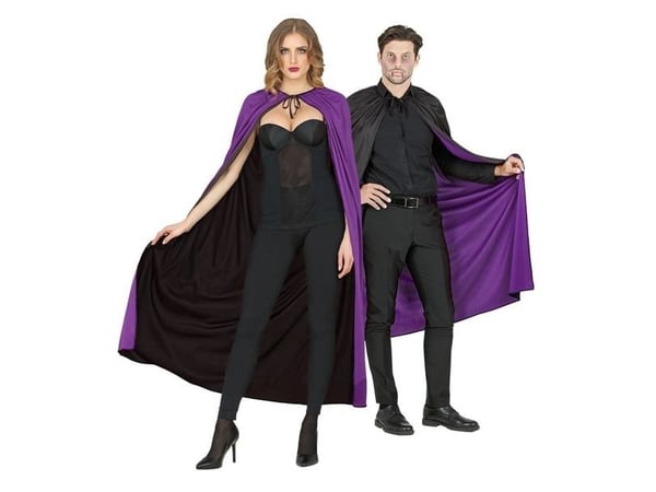 Vändbar cape svart och lila, 130 cm