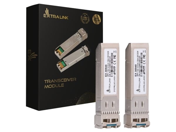 Extralink SFP+ 10G 2-pakning | SFP+-modul | 10 Gbps, LC/UPC, 1310nm, 10km, enkeltmodus, DOM, dedikert for HP/ARUBA