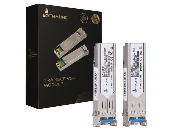 Extralink SFP 1.25G 2 pack | SFP-moduuli | 1.25 Gbps, LC/UPC, 1310 nm, 2 km, yksimoodi, DOM