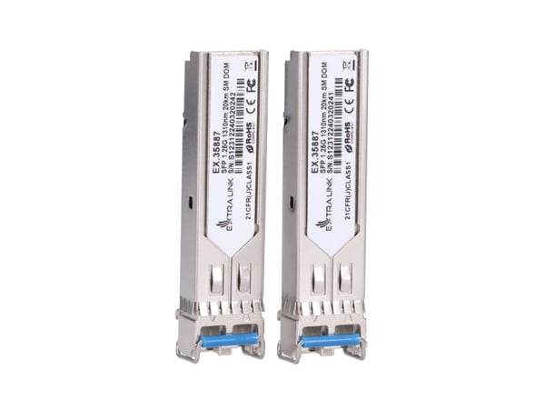Extralink SFP 1.25G 2-pack hub | SFP-modul | 1,25 Gbps, LC/UPC, 1310 nm, 20 km, enkeltmodus, DOM