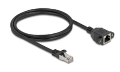 Delock - Nettverksforlengelseskabel - RJ-45 (hann) til RJ-45 (hunn) skrubar - 1 m - S/FTP - CAT 6a - halogenfri, flat - svart