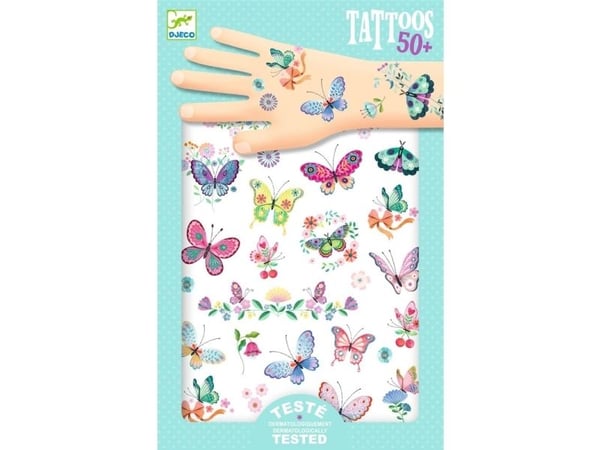 DJECO 50+ Dream Butterflies Tattoos, Flerfarvet, Barn, Pige, 3 År, 140 mm, 210 mm
