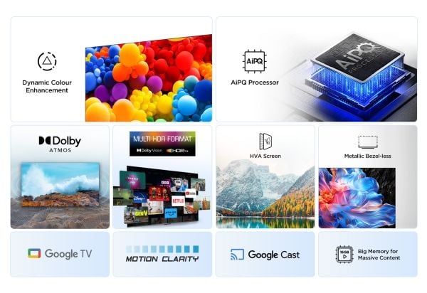TCL 55V6C - 55" Diagonalklasse (54.5" synlig) - V6C Series LED-bakgrunnsbelyst LCD TV - Smart TV - Google TV - 4K UHD (2160p) 3840 x 2160 - HDR - b...