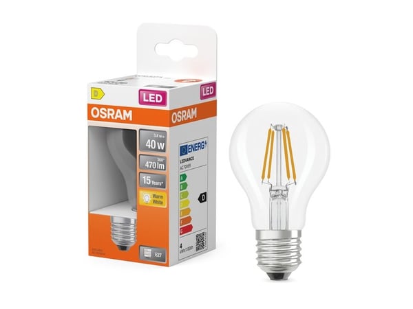 Osram 4099854466632, 3,4 W, 40 W, E27, 470 lm, 15000 timer, Varm hvit