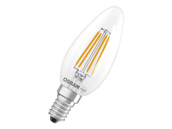OSRAM STAR - LED-filamentlyspære - form: B40 - klar finish - E14 - 3.4 W (ekvivalent 40 W) - klasse D - varmt hvitt lys - 2700 K