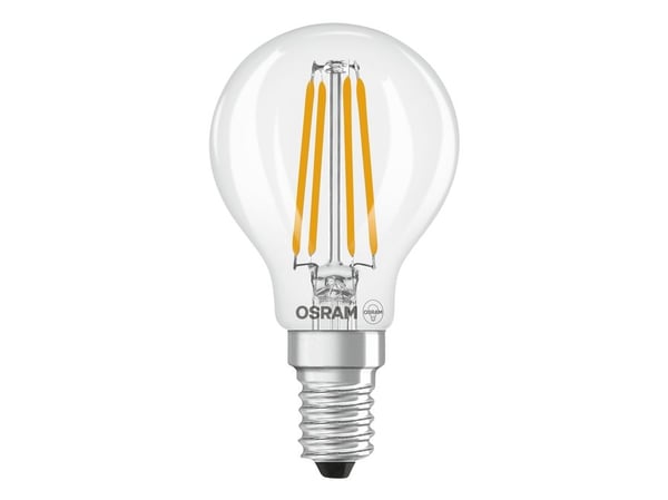 OSRAM STAR - LED-filamentlyspære - form: P40 - klar finish - E14 - 3.4 W (ekvivalent 40 W) - klasse D - varmt hvitt lys - 2700 K