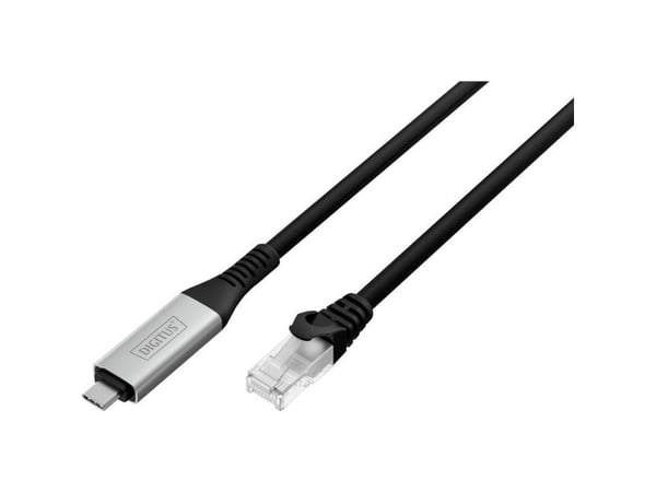 DIGITUS - Nettverkskabel - USB-C (hann) til RJ-45 (hann) - 6.2 mm - S/FTP - dupleks - CAT 6a - USB 3.2 Gen 1 - halogenfri, støtte for Gigabit Ether...