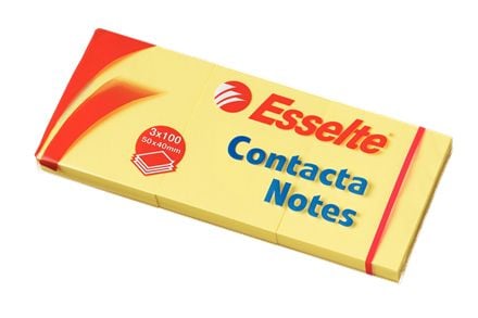 Esselte Contacta Notes 50x40 mm gule med 100 ark - (4 pakker x 3 stk.)