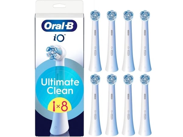 Oral-B iO Ultimate Clean utskiftbare børstehoder 8 stk, hvit
