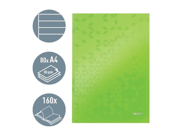 Leitz WOW, Kuvio, Vihreä, A4, 80 arkkia, 90 g/m², Viivapaperi
