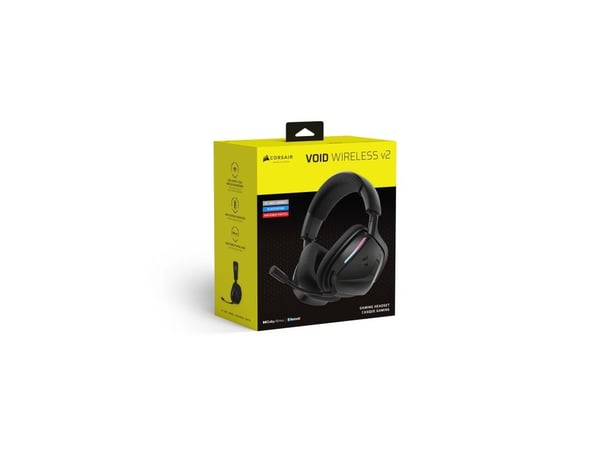 CORSAIR Gaming VOID v2 - Hodesett - full størrelse - Bluetooth / 2,4 GHz radiofrekvens - trådløs - karbon