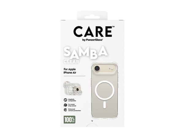 CARE by PanzerGlass Samba - Baksidedeksel for mobiltelefon - MagSafe-samsvar - termoplast-polyuretan (TPU) - gjennomsiktig med hvit - for Apple iPh...