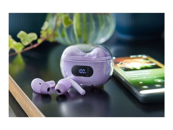 Intenso T310AE - True wireless-hodetelefoner med mikrofon - i øret - Bluetooth - aktiv støydemping - purpur