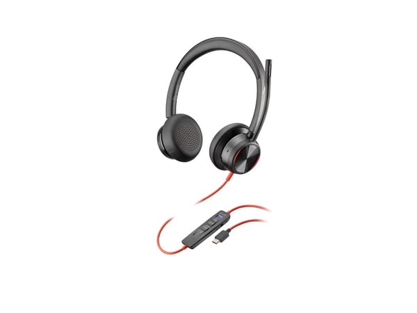 HP Poly Blackwire 8225-M - Blackwire 8200 series - hodesett - on-ear - kablet - aktiv støydemping - USB-C - svart - Certified for Microsoft Teams