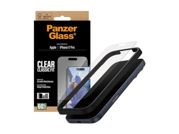 PanzerGlass ® Screen Protector iPhone 17 Pro | Classic Fit w. EasyAligner, Apple, Apple - iPhone 17 Pro, Asennus kuivana, Naarmuuntumisenkestävä, I...
