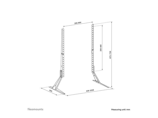 Neomounts DS45-430BL19, 58,4 cm (23"), 190,5 cm (75"), 200 x 200 mm, 800 x 400 mm, Terästä, musta