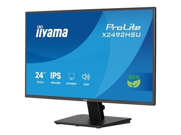 iiyama ProLite X2492HSU-B1 - LED-skjerm - 24" - 1920 x 1080 Full HD (1080p) @ 120 Hz - IPS - 300 cd/m² - 1500:1 - 3 ms - HDMI, DisplayPort - høytta...