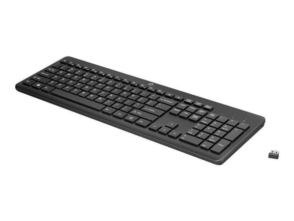 HP 230 - Tastatur - trådløs - 2.4 GHz - Storbritannia - svart - for OMEN by HP Laptop 16; Victus by HP Laptop 16; Laptop 14, 15, 17; Pavilion Plus ...