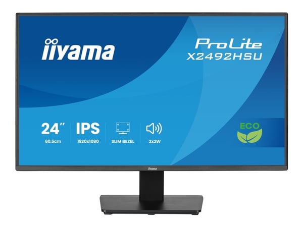 iiyama ProLite X2492HSU-B1 - LED-skjerm - 24" - 1920 x 1080 Full HD (1080p) @ 120 Hz - IPS - 300 cd/m² - 1500:1 - 3 ms - HDMI, DisplayPort - høytta...