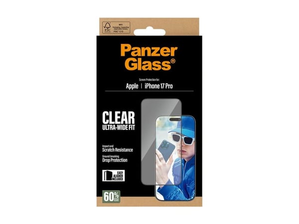 PanzerGlass ® Screen Protector iPhone 17 Pro | Ultra-Wide Fit w. EasyAligner, Apple, Apple - iPhone 17 Pro, Asennus kuivana, Naarmuuntumisenkestävä...