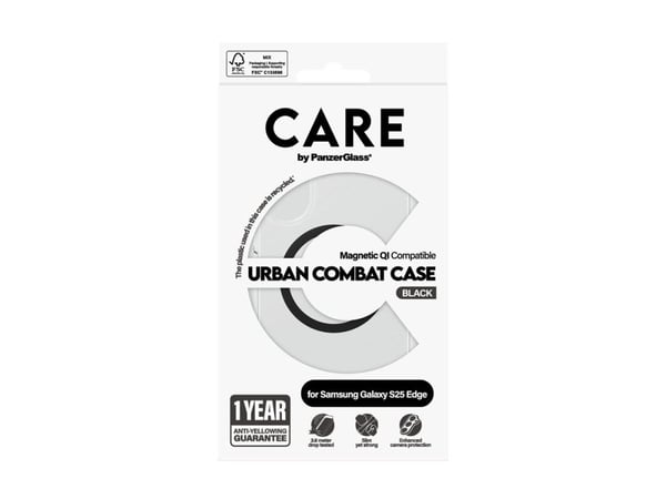 PanzerGlass CARE by ® Flagship Case Transparent Urban Combat m. Sorter Qi-kompatibel Samsung S25 Edge, Deksel, Samsung, Samsung - Galaxy S25 Edge 5...