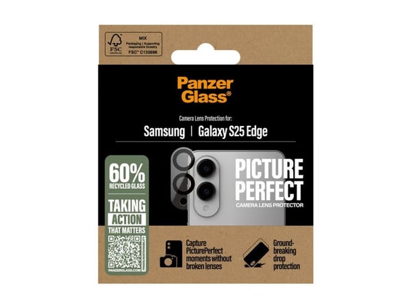 PanzerGlass ® PicturePerfect kameralinsebeskytter Samsung S25 Edge, Samsung, Samsung - Galaxy S25 Edge 5G, Tørr påføring, Ripebestandig, Støtbestan...