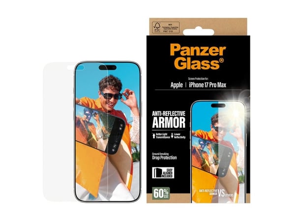 PanzerGlass - Skjermbeskyttelse for mobiltelefon - anti-refleksjonsbeskyttelse, med EasyAligner - glass - for Apple iPhone 17 Pro Max