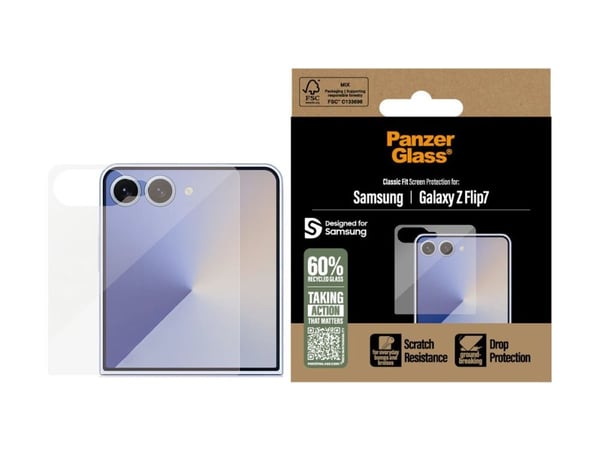 PanzerGlass ® Skjermbeskytter Samsung Galaxy Z Flip7 | Classic Fit, Samsung, Samsung - Galaxy Z Flip7, tørr påføring, ripebestandig, støtbestandig,...