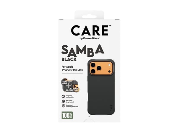 PanzerGlass CARE™ by ® Samba Case Black w. MagSafe iPhone 17 Pro Max, Suojus, Apple, Apple - iPhone 17 Pro Max, musta