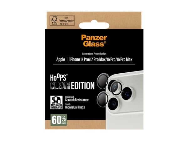 PanzerGlass Hoops - Linsebeskytter for mobiltelefon - gjennomsiktig - for Apple iPhone 17 Pro, 17 Pro Max