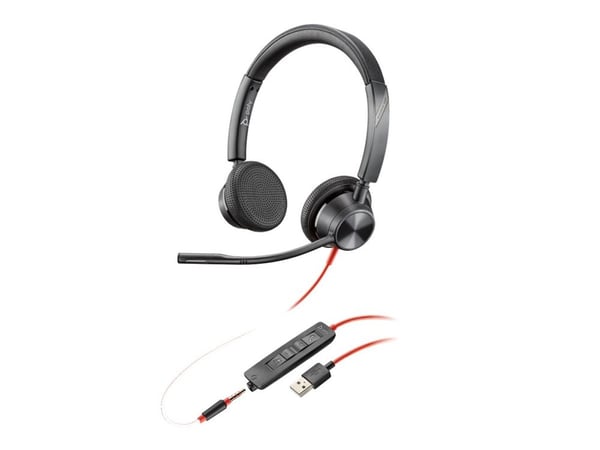 HP Poly Blackwire 3325 - Blackwire 3300 series - hodesett - on-ear - kablet - 3,5 mm jakk, USB-A - svart