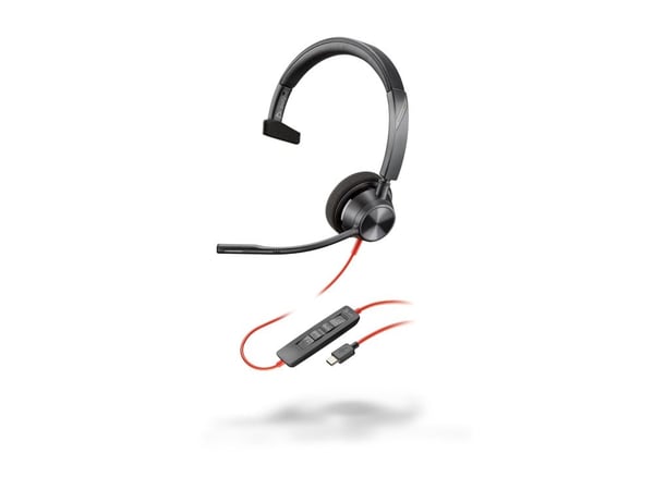 HP Poly Blackwire 3310 - Blackwire 3300 series - hodesett - on-ear - kablet - USB-C - svart - UC-sertifisert