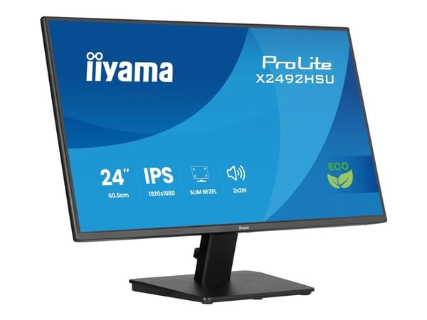 iiyama ProLite X2492HSU-B1 - LED-skjerm - 24" - 1920 x 1080 Full HD (1080p) @ 120 Hz - IPS - 300 cd/m² - 1500:1 - 3 ms - HDMI, DisplayPort - høytta...
