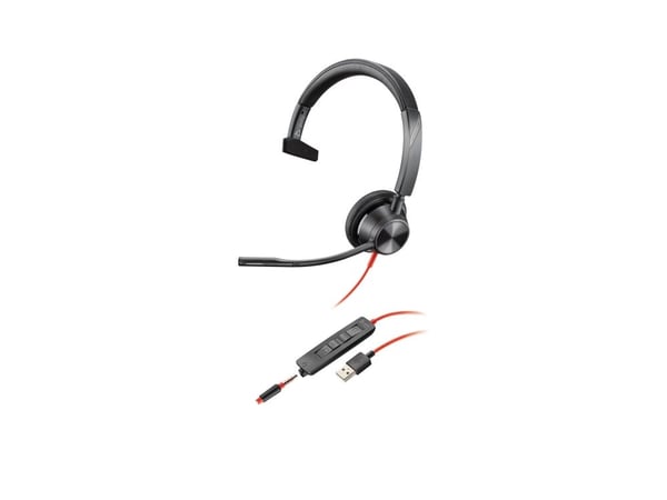 HP Poly Blackwire 3315 - Blackwire 3300 series - hodesett - on-ear - kablet - 3,5 mm jakk, USB-A - svart