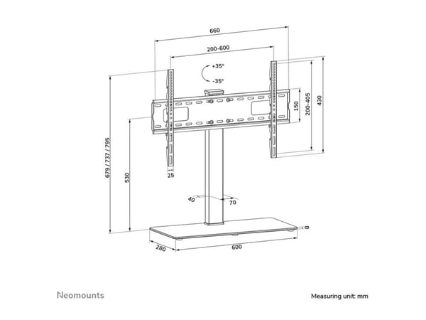 Neomounts DS45-430BL16 - Stativ - for TV - stål - svart - skjermstørrelse: 37"-70" - skrivebordsstativ