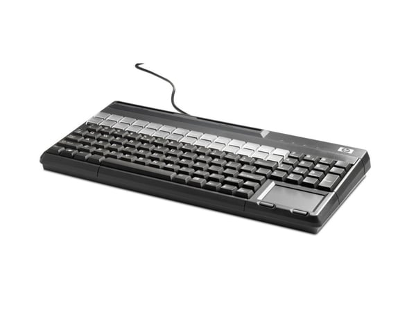 HP POS Keyboard with Magnetic Stripe Reader - Tastatur - USB - QWERTY - karbonitt - for Engage Flex Mini Retail System; Engage One; MX12; RP9 G1 Re...