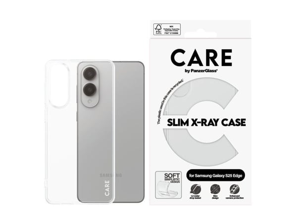 CARE by PanzerGlass X-Ray - Baksidedeksel for mobiltelefon - myk basis - plastikk - gjennomsiktig - for Samsung Galaxy S25 Edge