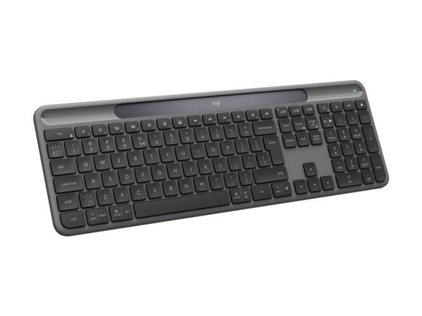 Logitech Signature Slim Solar+ K980 - Tastatur - full size - trådløs - Bluetooth LE - QWERTY - US International - tastsvitsj: saksbrytere - grafitt