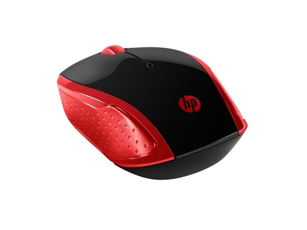 HP 200 - Mus - høyre- og venstrehåndet - optisk - trådløs - 2.4 GHz - USB trådløs mottaker - rød