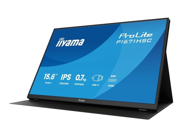 iiyama ProLite P1671HSC-B1 - LED-skjerm - 15.6" - åpen ramme - 1920 x 1080 Full HD (1080p) @ 60 Hz - IPS - 250 cd/m² - 1000:1 - 3 ms - Mini HDMI, U...