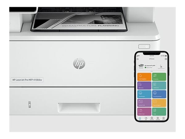 HP LaserJet Pro MFP 4102dw - Multifunksjonsskriver - S/H - laser - Legal (216 x 356 mm) (original) - A4/Legal (medie) - opp til 38 spm (kopiering) ...