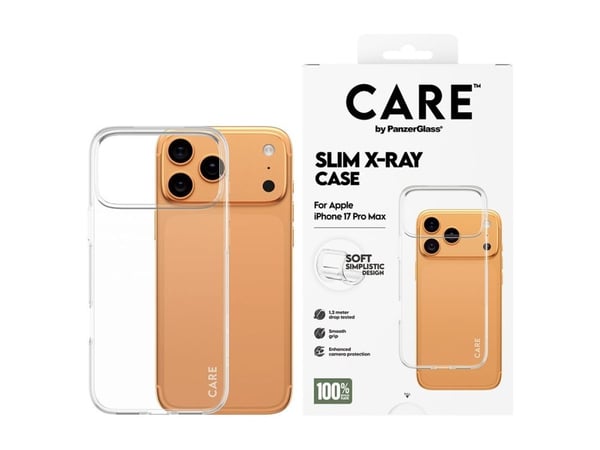PanzerGlass CARE™ by ® X-Ray Case iPhone 17 Pro Max, Suojus, Apple, Apple - iPhone 17 Pro Max, Läpinäkyvä