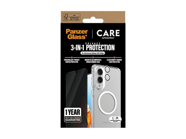 CARE by PanzerGlass Urban Combat - Baksidedeksel for mobiltelefon - plastikk - gjennomsiktig - med PanzerGlass Privacy Screen Protector and PanzerG...
